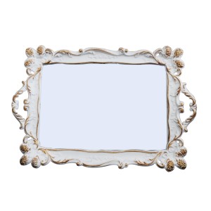 BANDEJA DECORATIVA ESPELHADA COM ALÇA ESTAMPA ENVELHECIDA 41X26.5CM - 92834-GR