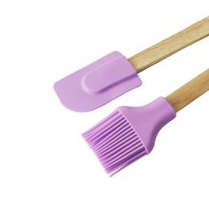 KIT 02 PEÇAS PINCEL E ESPATULA DE SILICONE COM CABO DE BAMBU - CA09597-LL