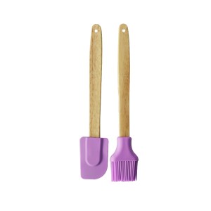 KIT 02 PEÇAS PINCEL E ESPATULA DE SILICONE COM CABO DE BAMBU - CA09597-LL