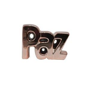 ENFEITE DECORATIVO COM PALAVRA PAZ DE CERAMICA 10,6X7,6X3,4CM - MG5179-GR