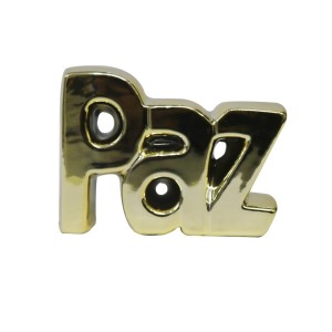 ENFEITE DECORATIVO COM A PALAVRA PAZ DE CERAMICA 13,5X3,7X10CM - MG5180-DOU