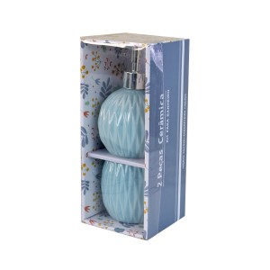 KIT DE BANHEIRO DE CERAMICA COM 02 PEÇAS 400ML- KB3006-AZ