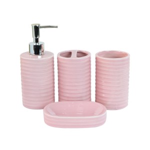 KIT DE BANHEIRO DE CERÂMICA COM 04 PEÇAS 300 ML - KB3001-RS