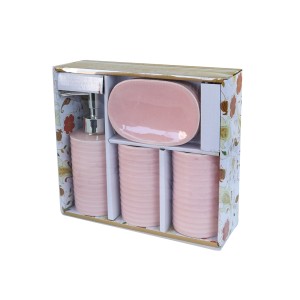 KIT DE BANHEIRO DE CERÂMICA COM 04 PEÇAS 300 ML - KB3001-RS