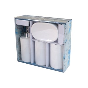 KIT DE BANHEIRO DE CERÂMICA COM 04 PEÇAS  300ML - KB3003-BR