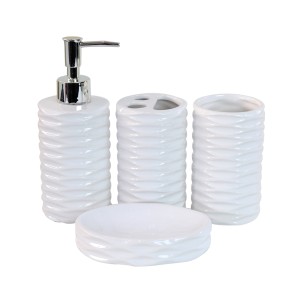 KIT DE BANHEIRO DE CERÂMICA COM 04 PEÇAS  300ML- KB3004-BR