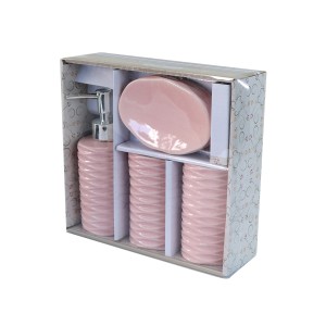 KIT DE BANHEIRO DE CERÂMICA COM 04 PEÇAS 300 ML - KB3004-RS