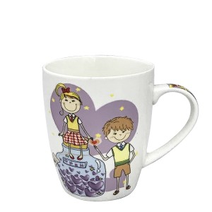 CANECA EM PORCELANA CASAL ENAMORADO LILAS 300 ML - FSDC0809