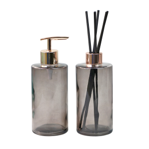 KIT DIFUSOR COM PORTA SABONETE LIQUIDO DE VIDRO 340ML-96146-FUMÊ