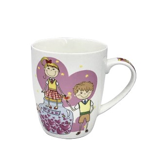 CANECA EM PORCELANA CASAL ENAMORADO ROSA 300 ML - FSDC0809