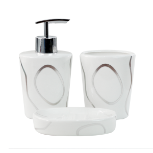 JOGO BANHEIRO PORCELANA 03 PEÇAS 250 ML - BRTC10372-PTA