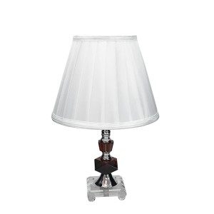 ABAJUR DE CRISTAL AMBAR COM CUPULA DRAPEADA BRANCA BIVOLT 35 CM - REF 437