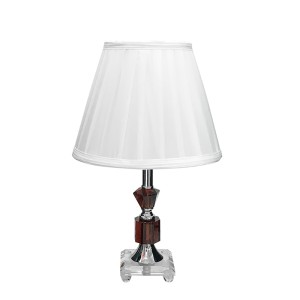 ABAJUR DE CRISTAL AMBAR COM CUPULA DRAPEADA BRANCA BIVOLT 35 CM - REF 433