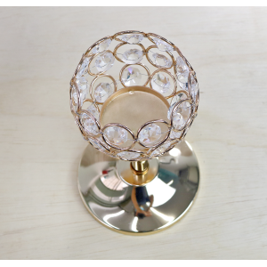 CASTIÇAL REDONDO DE PLÁSTICO E METAL DOURADO 16CM - 2458