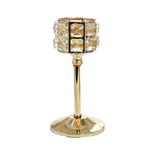 CASTIÇAL DE METAL E PLÁSTICO 10,5X20CM DOURADO - 2461