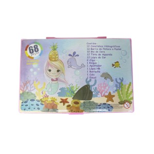 ESTOJO ESCOLAR 68 PECAS SEREIA COM ABACAXI - MT68-SEREIA ABACAXI