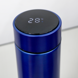 GARRAFA ISOTERMICA AÇO INOXIDÁVEL COM INFUSOR E VISOR TOUCH EM LED 500ML - YT2154-AZ