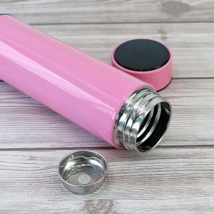 GARRAFA ISOTERMICA AÇO INOXIDÁVEL COM INFUSOR E VISOR TOUCH EM LED 500ML - YT2154-RS