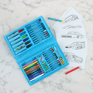 ESTOJO ESCOLAR COM 48 PEÇAS CARRO VERDE E PRETO - MT48A-VDPT